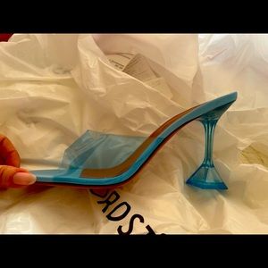 Amina Muadi Blue New Lupita Glass Pvc Sandals